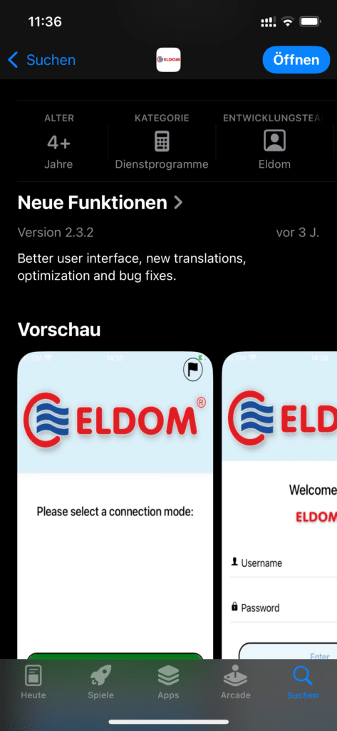 Eldom App letztes Update